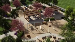 An aerial view of Mashup Park in Harmony.